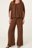 Chocolate BUBBLE HEM TOP & WIDE LEG SET  Sale price