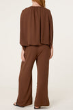 Chocolate BUBBLE HEM TOP & WIDE LEG SET  Sale price