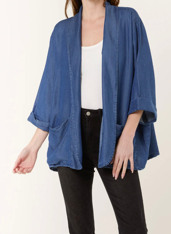FLOATY DENIM POCKETS KIMONO