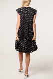 Black CAP SLEEVE POLKA DOT MINI DRESS