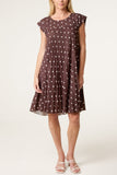 Chocolate CAP SLEEVE POLKA DOT MINI DRESS
