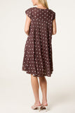 Chocolate CAP SLEEVE POLKA DOT MINI DRESS