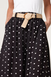 Black BELTED POLKA DOT CULOTTE TROUSERS