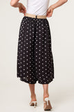 Black BELTED POLKA DOT CULOTTE TROUSERS