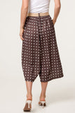 Chocolate BELTED POLKA DOT CULOTTE TROUSERS