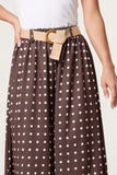 Chocolate BELTED POLKA DOT CULOTTE TROUSERS