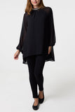 Black EMBELLISHED COLLAR TUNIC TOP
