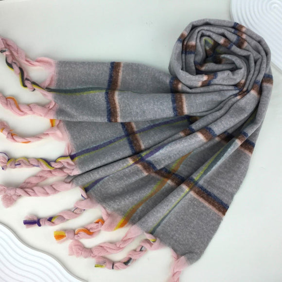 Chunky Scarf Grey with Tassels