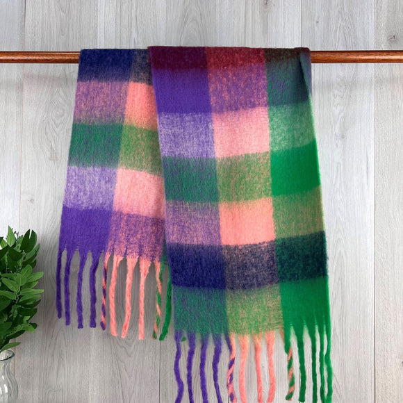 Chunky Scarf Green & Pink Check