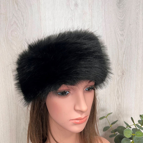 Headband Faux Fur Black