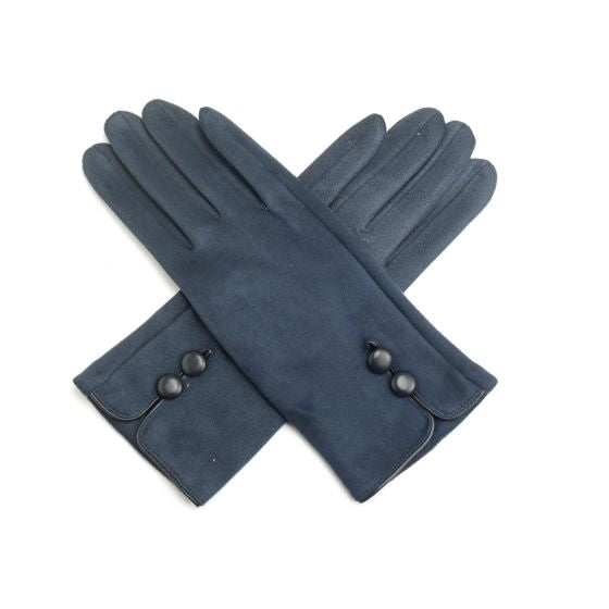 Glove Navy Suedette Plain