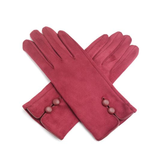 Glove Red Suedette Plain