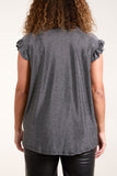 Silver Shimmer Lurex Frill Sleeve Top