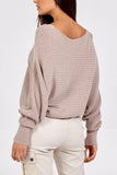 Mocha BATWING RIBBED JUMPER