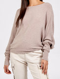 Mocha BATWING RIBBED JUMPER