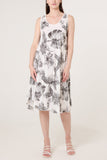 Black FLORAL SLEEVELESS SWING MIDI DRESS
