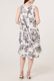 Black FLORAL SLEEVELESS SWING MIDI DRESS