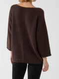 Chocolate FLUFFY V-NECK EXPOSED SEAMS JUMPER