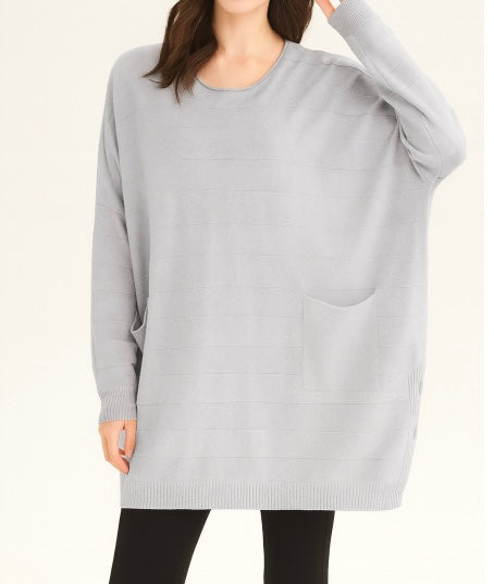 Grey Oversized Soft Touch Stripe Rib Knit
