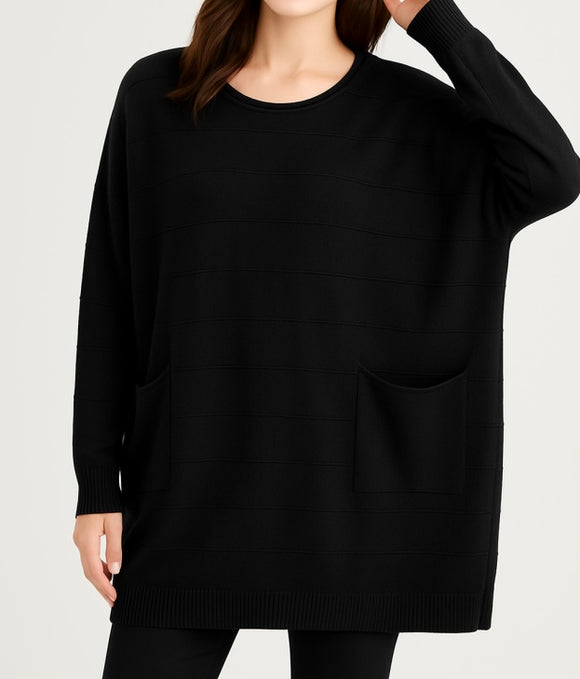 Black Oversized Soft Touch Rib Knit