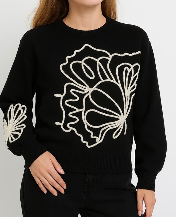 Black Appliqué Soft touch Knit