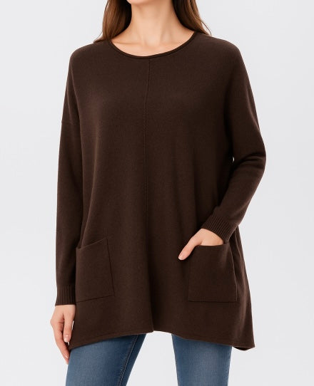 Chocolate Super Soft Oversize Knit with Pockets
