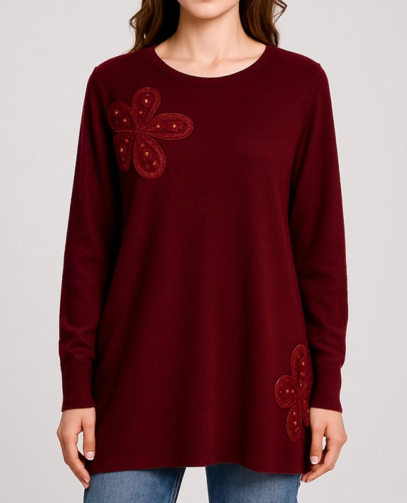 Wine Long Line Soft Knit Jumper