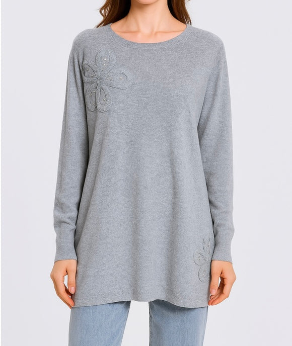 Grey Long Line Soft Knit