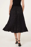 Black METALLIC GLITTER PLEATED MIDI SKIRT