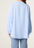 Light Blue COLLARLESS BALLOON SLEEVE BLOUSE