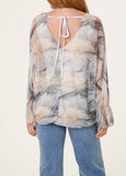Stone DOUBLE V-NECK MESH BLOUSE