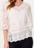 White LACE BUTTERFLY & STAR BLOUSE