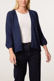 Navy RIBBED EDGE OPEN KNIT CARDIGAN