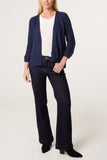 Navy RIBBED EDGE OPEN KNIT CARDIGAN