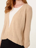 Stone RIBBED EDGE OPEN KNIT CARDIGAN