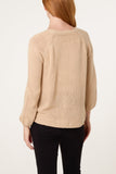 Stone RIBBED EDGE OPEN KNIT CARDIGAN