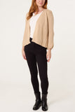 Stone RIBBED EDGE OPEN KNIT CARDIGAN