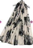 Charcoal Large Peony Foiled Scarf