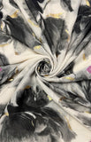 Charcoal Large Peony Foiled Scarf