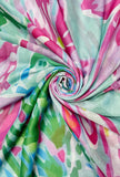 Aqua Tropical Turtle Print Frayed Scarf