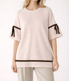Beige Fint Knit with Bow Detail