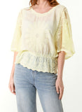 Lemon SUNFLOWER LACE SLEEVE BLOUSE