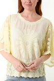 Lemon SUNFLOWER LACE SLEEVE BLOUSE