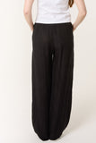 Black PURE LINEN WIDE LEG TROUSERS
