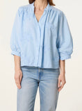 Light Blue EMBROIDERED 3D LEAVES COTTON SHIRT