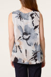 Black FLORAL PLISSE SLEEVELESS BLOUSE