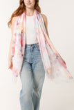 Orange WATERMARK FLORAL PRINT & TASSEL SCARF