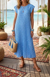 Pale Blue PLEATED POLKA DOT MAXI