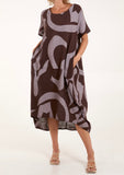 Chocolate PURE COTTON COCOON MIDI DRESS