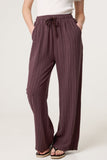 Chocolate PIN STRIPED ELASTICATED TROUSERS